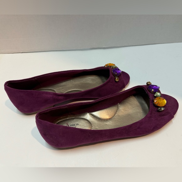 NWOT Cushion Walk By Avon Women’s Flat Slip On Open Toe Shoe Purple Size 8 - Picture 2 of 7